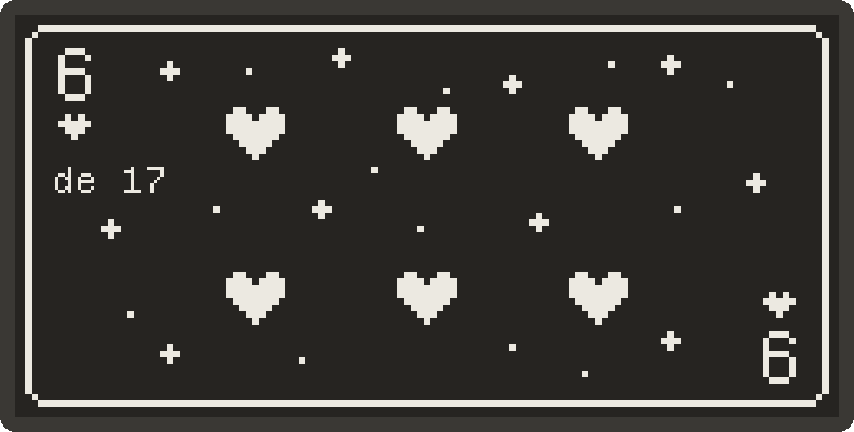 La pantalla del charm con el reverso de la carta 6